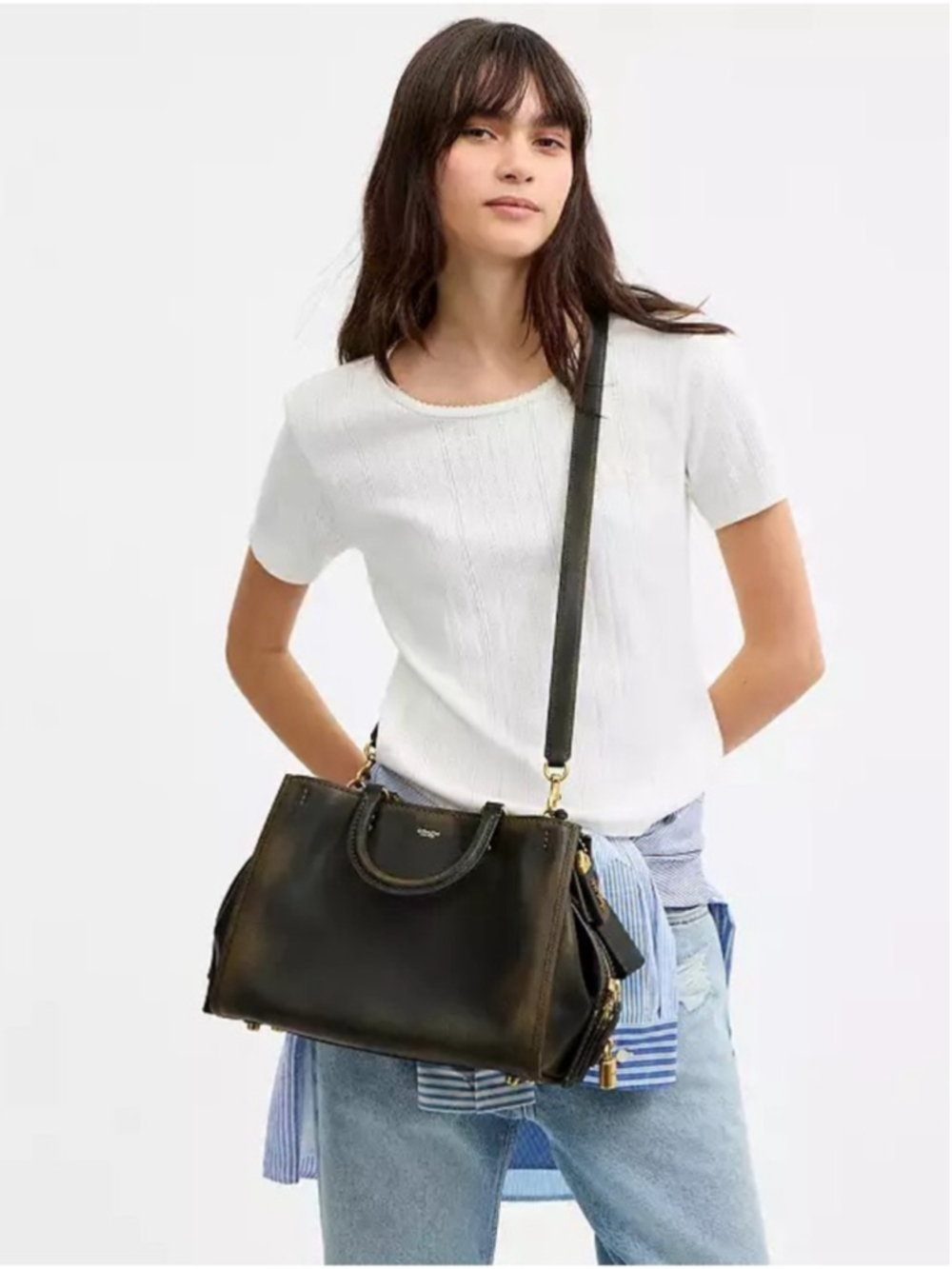 NEW Coach Rogue 31 CEN42 Green Loved Leather Full Grain Shoulder Crossbody Bag N - Picture 8 of 16